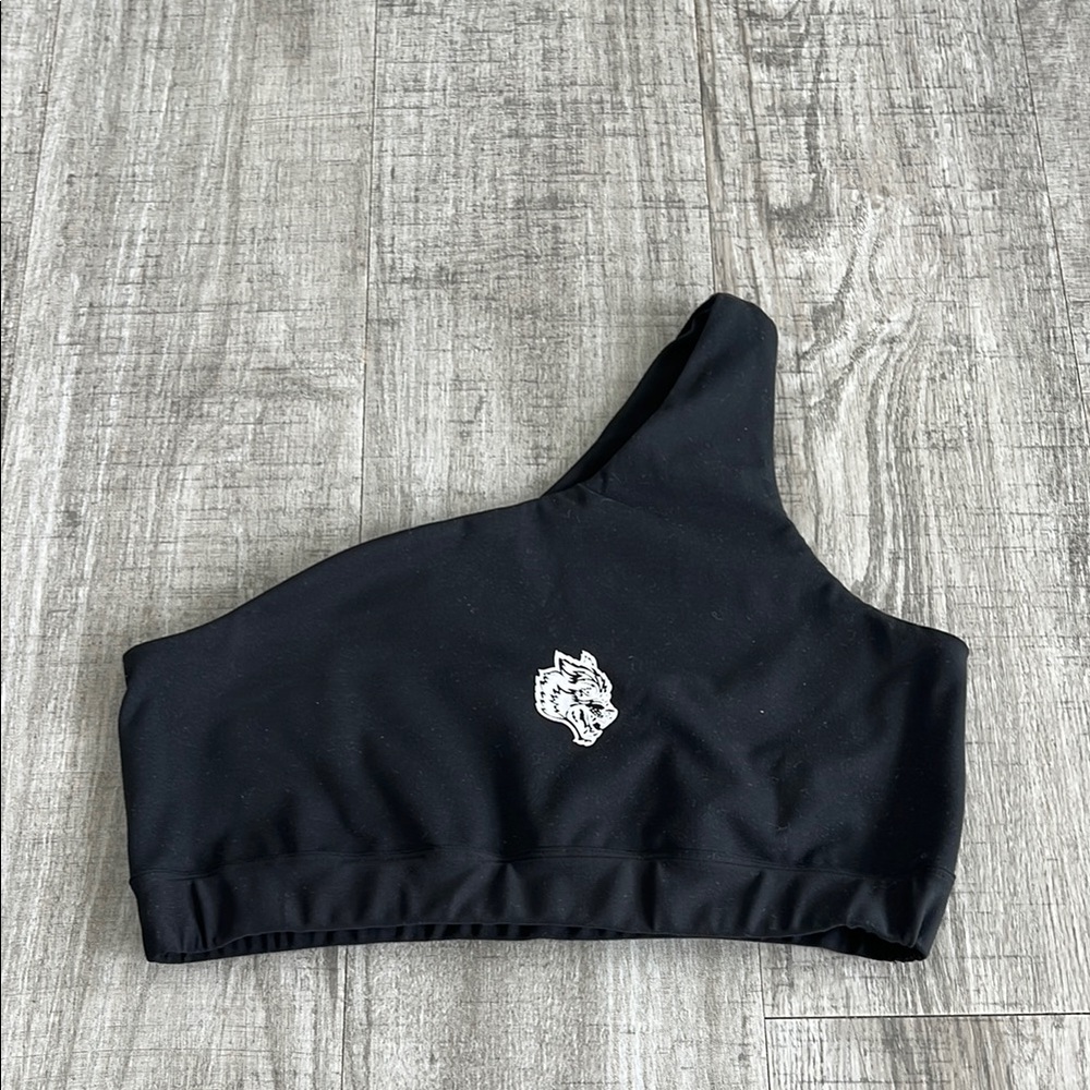 Wolves Black One-Shoulder Sports Bra